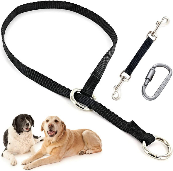 Mayerzon Backup Collar, Double Ended Clip And Carabiner For Prong Collar, Pinch Collar And Dog Harness, Safety Use For Walking And Training (L, Black)