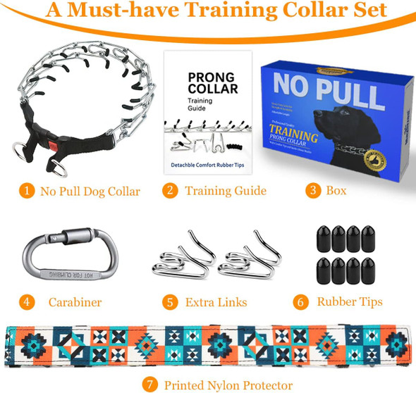 Mayerzon No Pull Dog Collar, Anti Pull Collars For Small Medium Large Dogs, Dog Training Collar With Printed Nylon Cover, Walking Collar With Carabiner And Adjustable Links
