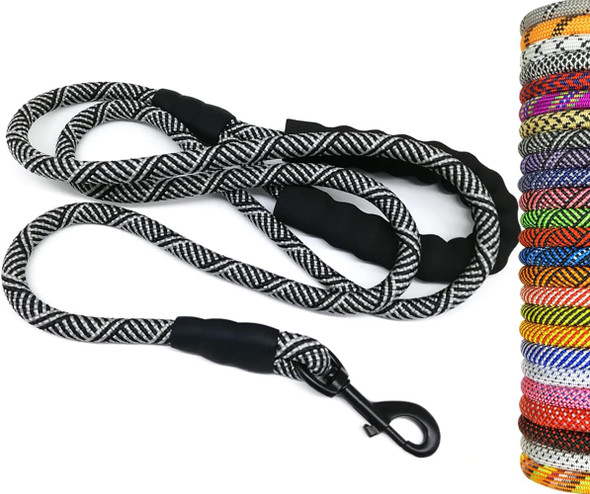Maypaw Heavy Duty Rope Dog Leash, 3/4/5/7/6/8/10/12/15 Ft Nylon Pet Leash, Soft Padded Handle Thick Lead Leash For Large Medium Dogs Small Puppy (12Ft X 1/2, Black)
