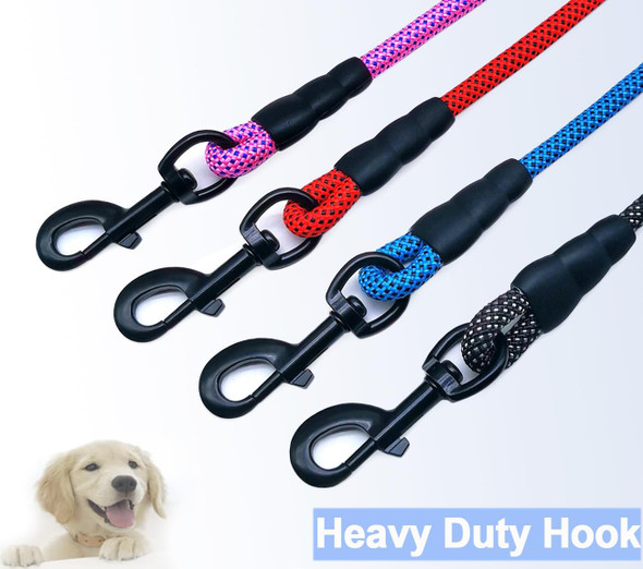 Maypaw 7 Foot Double Handle Dog Leash, Rope Dog Leash With Traffic Handle, Padded Two Handle Dog Leash For Safety Control Training And Walking For Medium And Large Dogs (7Ft X 3/8, Blue Dot)