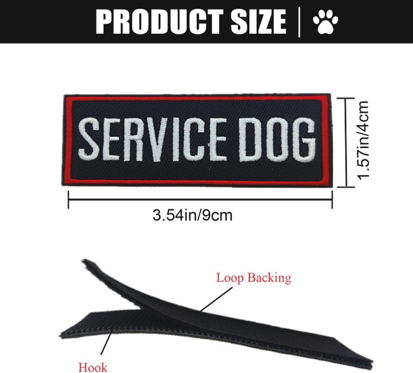 2 Pack Service Dog Patches For Harness, Tags With Hook And Loop Patches Red Border For Vests And Harnesses For Dog In Training, Service Dog, Emotional Support