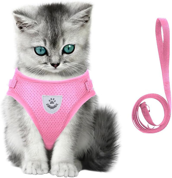 Meioro Step In Dog Harness For Small Dogs And Leash Set, Adjustable No Pull Dog Harness Reflective Soft Mesh Puppy Harness Breathable Lightweight Pet Vest Harnesses For Small Dogs Cats(Pink, Xs)