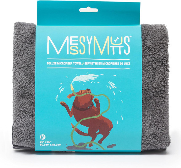 Messy Mutts Ultra Soft Microfiber Towel With Hand Pockets Super Absorbent Moisture Locking Soft, Durable Plush Microfiber Dog Towel Machine Washable Dog Shammy