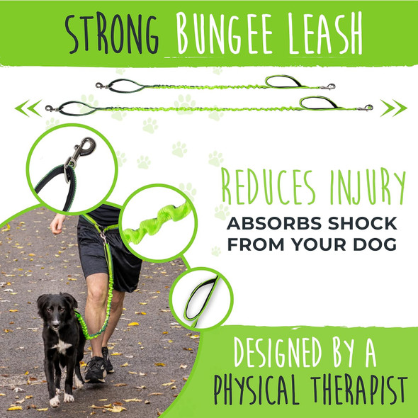 Mighty Paw Hands Dog Leash Bungee Waist Leash For Dog Walking. Dog Running Leash Hands . Hands Leash For Large Dogs, Medium & Small Dogs. Dog Leash Waist Belt (36 - 48) Up To 150 Lbs