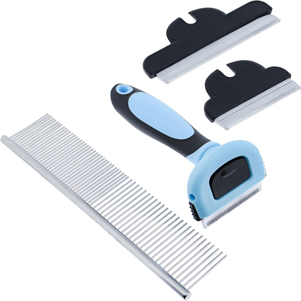 Mimu Deshedding Dog Brush Set - Interchangeable 3-In-1 Long To Short Hair Dog Shedding Brush For Dogs Cats Plus Comb