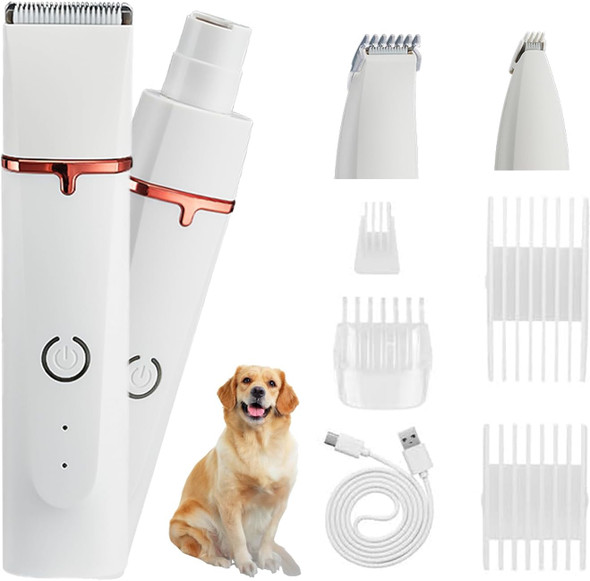 Dog Clippers For Grooming, Low Noise Rechargeable Waterproof Cordless Electric Quiet Pet Hair Trimmer, Dog Grooming Kit For Small & Large Dogs Cats Pets With Thick Coats