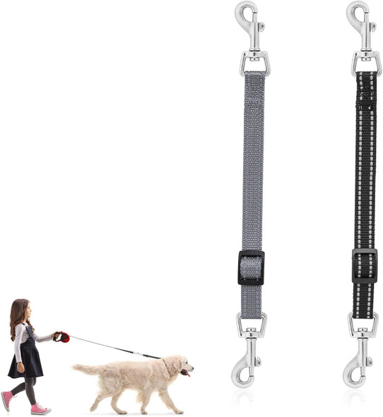 Dog Collar Clips, 2 Pcs Adjustable Nylon Puppy Collar Reflective Backup Collar Double Ended Backup Clasp Clip Safety Dog Collar Harness Connector For Dog Puppies