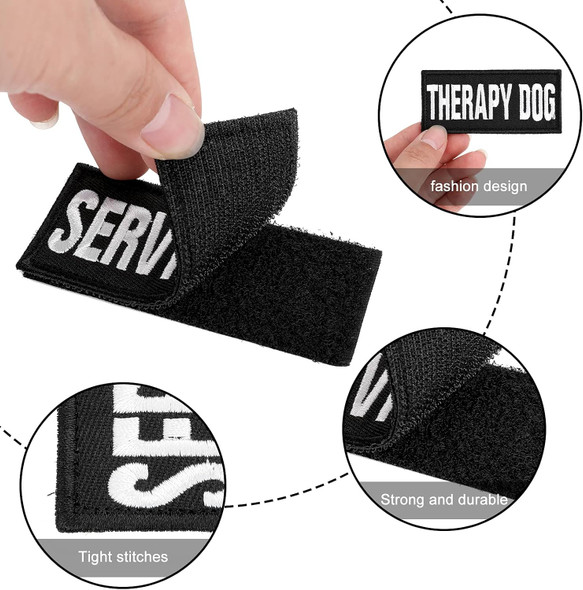 Embroidered Dog Vest Patches With Hook And Loop, 6Pcs Removable Tactical Black Hook And Loop Patch For Dog Harness Service Dog Badge In Training