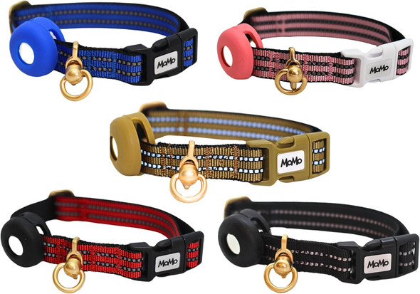 Air Tag Dog Collar, Adjustable, Attractive, Reflective, With Stylish Gold Rotation Clasp (Red, Medium) Air Tag Dog Collar, Adjustable, Attractive, Reflective, With Stylish Gold Rotation Clasp (Red, Medium)