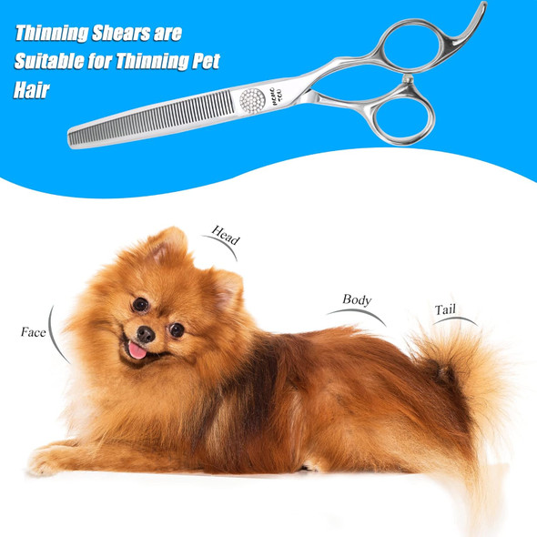 Professional Thinning Dog Grooming Scissors With Simulation Diamond 440C Stainless Steel Polished Pet Cat Thinner Blender Shears For Groomers And Home Users 7.5''