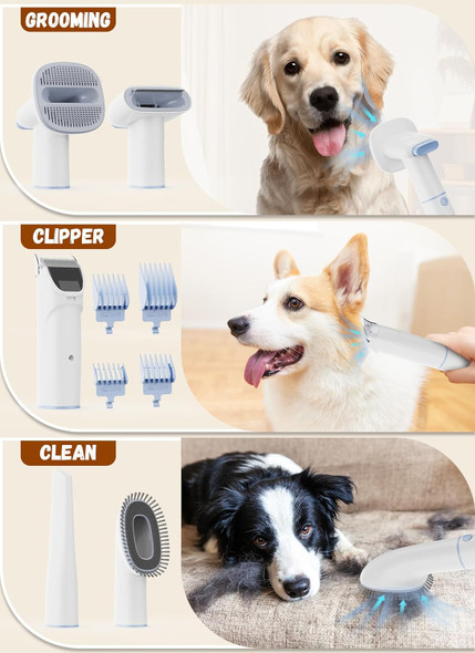 Moonflor Dog Grooming Kit With 2.5L Large-Capacity 10Kpa Dog Vacuum For Shedding,Low Noise Dog Hair Remover With 4 Proven Pet Grooming Supplies, Quiet Hair Clippers Set For Cats Dogs Pets