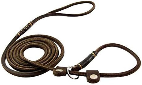 Real Leather Slip Dog Leash For Small Medium Dogs Lightweight Thin But Sturdy Adjustable Slip Lead Dog Leash Soft And Slim 5 Ft X 1/5 Inch