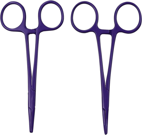 Pet Colourful Stainless Steel Hemostat Hemostatic Forcep,Pet Ear Hair Pull Forcep,Bend Head And Straight Head Kit (Purple)