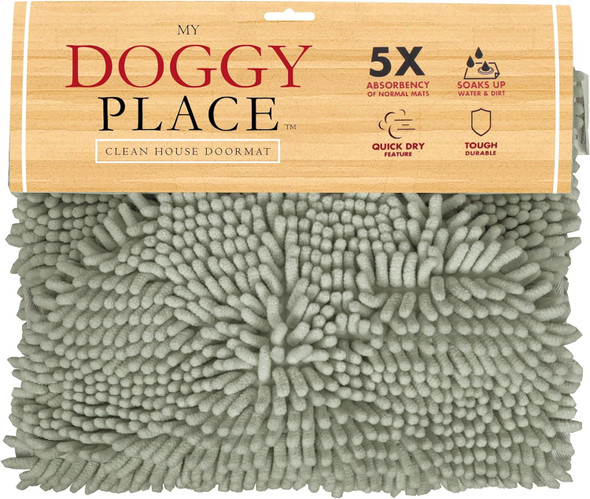 My Doggy Place Dog Towel - Super Absorbent Microfiber Towel With Hand Pockets - Dog Bathing Supplies - Quick Dry Shammy Towel - Washer And Dryer Safe - Sage Green - 30 X 12.5 In
