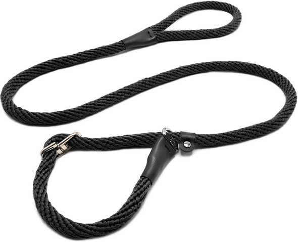 Slip Lead Dog Leash, No Pull Dog Leash Slip Lead, Anti-Choke Soft Braided Rope Leash For Large Medium Dogs Transitional Training And Walking (Black- 5/8 X 5 Ft)