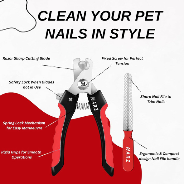 Dog Nail Clippers Professional Dog Nail Trimmers & Pets Nail Trimmers Cat Nail Clipper With Pet Nail File Cat Nail Trimmers With Safety Lock To Prevent Over Cutting