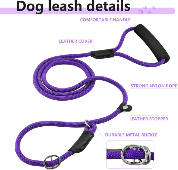 Durable Slip Lead, 3Pcs Slip Leads For Dogs, 5 Ft Slip Lead Dog Leash Adjustable Dog Training Leash, Strong Nylon Rope Slip Leash For Large Medium Small Dogs