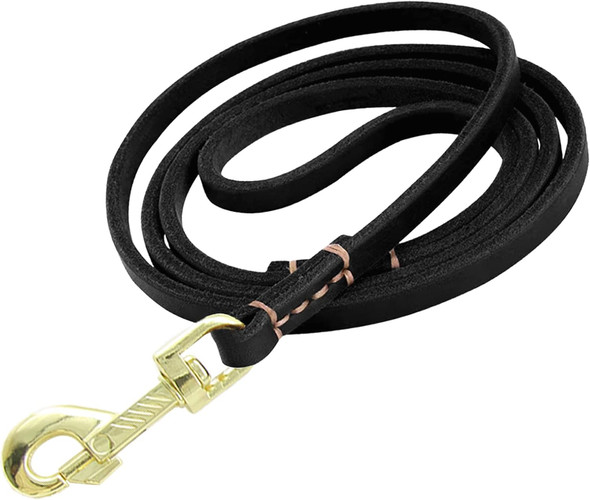 Leather Dog Leash 6Ft, Durable Braided Dog Training Leash, Strong Heavy Duty Leather Leash, Soft And Comfortable Genuine Leather Dog Leashes For Medium Small Dogs Walking Training (Black)