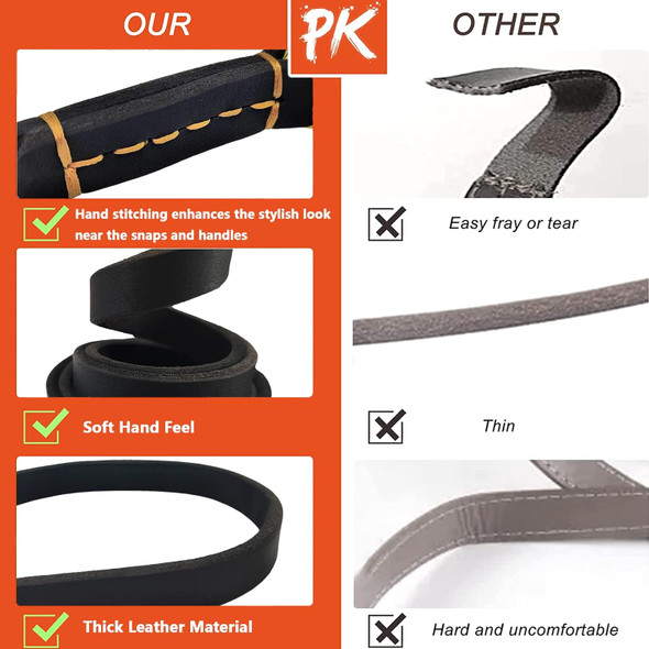 Leather Dog Leash 6Ft, Durable Braided Dog Training Leash, Strong Heavy Duty Leather Leash, Soft And Comfortable Genuine Leather Dog Leashes For Medium Small Dogs Walking Training (Black)