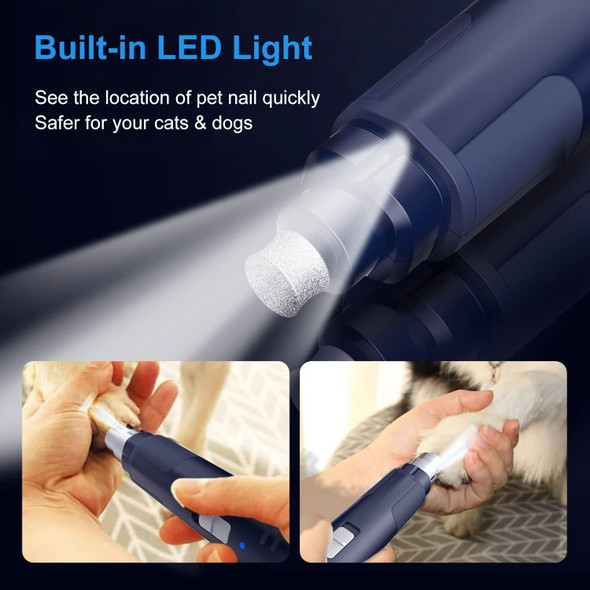 Npet Dog Nail Grinder With Guard, Rechargeable Electric Dog Nail File, 2 Speed Pet Nail Trimmer With Led Light Powerful Paw Grooming For Small Medium Cats, Dogs