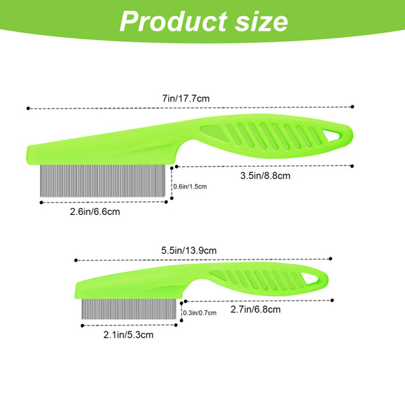 2 Packs Pet Hair Comb, 2 In 1 Pet Comb Multifunctional Dog Hair Comb Cat Hair Comb Flea And Tear Stain Removal Pet Comb For Grooming And Dehairing Face And Paws(Green)