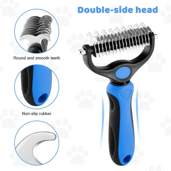 Odoland Dog Brush Grooming Care Kit - Dog Brush, Dog Slicker Brush, Undercoat Rake, Dog Hair Removal Comb, Pet Nail Clippers, Shedding Tool For Long Matted Haired Cat And Puppy