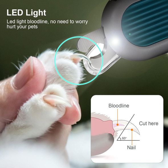 Odoland Pet Nail Clipper With Led Light And Pet Massage Comb - Cat Claw Trimmer With Bright Led For Precise And Safe Nail Cutting - Grooming Tool For Tiny Dogs, Cats, Kittens, Bunnies, And Rabbits