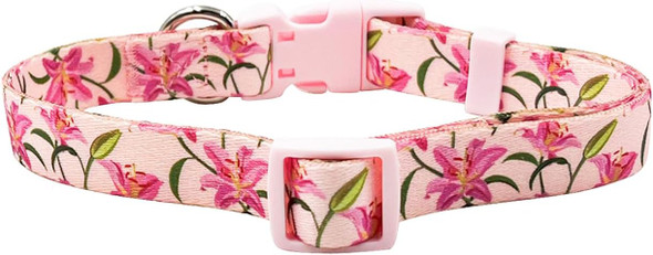 Basic Dog Collar, Lily Floral Pattern, Soft And Durable Polyester Material, Adjustable Length, For Puppy Dogs.(Extra Small, Pink Lily) Basic Dog Collar, Lily Floral Pattern, Soft And Durable Polyester Material, Adjustable Length, For Puppy Dogs.(Extra Small, Pink Lily)