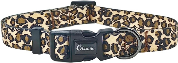 Dog Collar Leash Set, Leopard Pattern, Polyester Material, Adjustable Collar And 5Ft Matching Leash, For Puppy Dogs.(Xs, Brown Leopard)