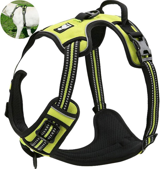Olizee No Pull Dog Harness Outdoor Adventure Reflective Markings Pet Vest With Handle Adjustable Protective Nylon Walking Pet Harness Variety Of Sizes And Colors,Green Xs