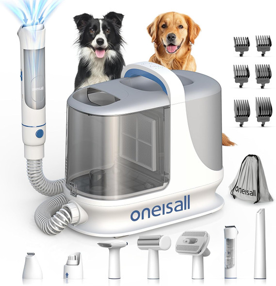 Oneisall Dog Grooming Vacuum, 13000Pa Powerful Dog Hair Vacuum With Dog Clippers & Shedding Brush 7 Grooming Tools Dog Grooming Kit, 3L Dust Cup Pet Grooming Vacuum Quiet, 3 Suction Levels, Bm3