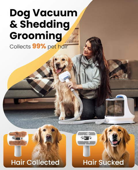 Oneisall Dog Grooming Vacuum, 13000Pa Powerful Dog Hair Vacuum With Dog Clippers & Shedding Brush 7 Grooming Tools Dog Grooming Kit, 3L Dust Cup Pet Grooming Vacuum Quiet, 3 Suction Levels, Bm3