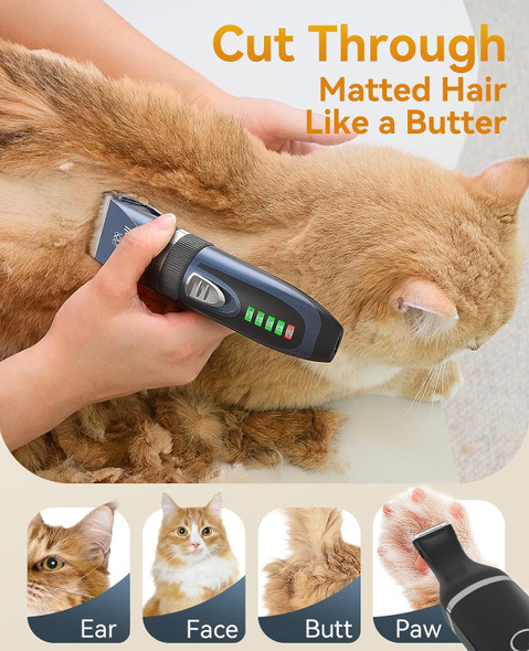 Oneisall Cat Clippers For Matted Hair,3 In 1 Cat Grooming Kit,Quiet Cordless Cat Shaver For Matted Long Hair,2 Speed Cat Hair Trimmer,Pet Clippers For Cats And Small Dogs