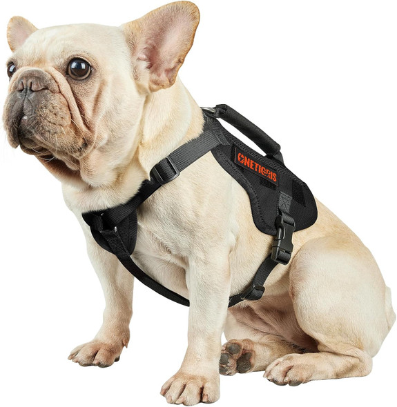 Onetigris Dog Vest Harness No Pull Tactical Dog Harness With Handle,Tough Cookie Small Dog Harness, Puppy Dog Vest (Black, S)