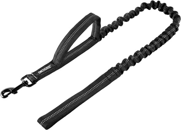 Onetigris Dog Leash,No Pull Dog Leash,Tactical Dog Training Bungee Leash With Control Handle Quick Release Nylon Leads Rope (Black)