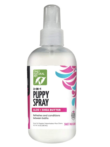 Only Natural Pet 2-In-1 Puppy Spray With Aloe + Shea, Dog Deodorizer Spray To Condition, Moisturize, Freshen And Nourish Puppies Sensitive Skin And Coat Between Baths And Grooming - 8 Oz