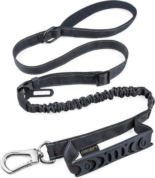 Heavy Duty Dog Leash, 4-6Ft Tactical Strong Dog Bungee Leashes For Large Dogs Up To 150Lbs, Reflective Dog Leash With Car Seat Belt For Training, Walking Lead For Smll Medium Dogs (Black)