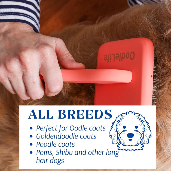 Dog Slicker Brush For Grooming Poodle Brush For Shedding Medium & Long Haired Dogs Brush - Poodle And Goldendoodle Long Pin Pet Hair Brush For Doodle Dogs (Large) Dog Slicker Brush For Grooming Poodle Brush For Shedding Medium & Long Haired Dogs Brush - Poodle And Goldendoodle Long Pin Pet Hair Brush For Doodle Dogs (Large)