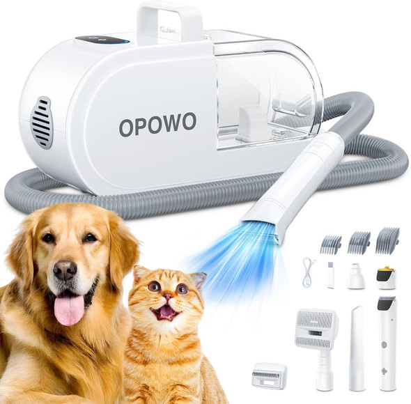 Dog Grooming Vacuum, 2.7L Pet Grooming Kit With Dog Clipper Paw Trimmer Nail Grinder, 3 Suction Levels, Low Noise Dog Hair Vacuum With 7 Pet Grooming Tools For Shedding Pet Hair, Home Cleaning
