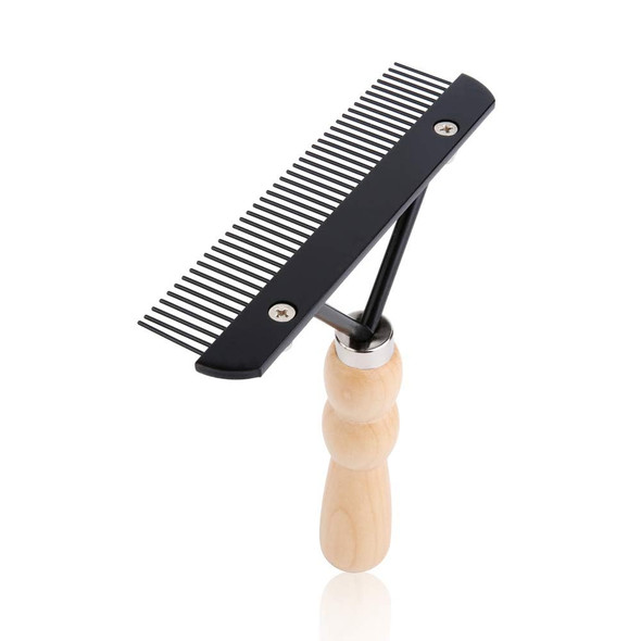 Long Tooth Undercoat Dog Rake,Anti-Slip Wood Handle Grooming Rake,Steel Dog Comb For Medium Large & Long Hair Pet
