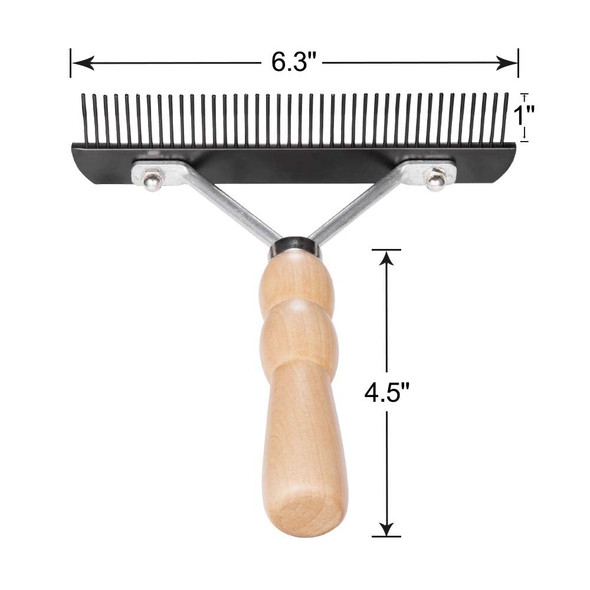 Long Tooth Undercoat Dog Rake,Anti-Slip Wood Handle Grooming Rake,Steel Dog Comb For Medium Large & Long Hair Pet