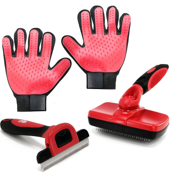 Dog Grooming Kit Shedding Brush Dog Hair Self Cleaning Slicker Brush For Dogs & Cats Pro Grooming Dog Brush Effectively Reduces Shedding Fur Pet Hair Remover Brush Gloves Dog Brush Set
