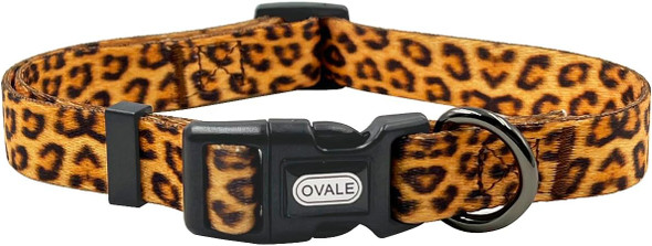 Ovale Dog Collar Leash Combo Set, Adjustable Collar And 5 Ft Matching Leash, For Medium Dogs.(M, Yellow Leopard)