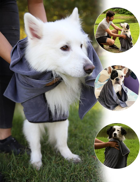 Oyapet Dog Towel Super Absorbent Large Microfiber Towel Dog Bath Towels For Drying Dogs Large (Dog Towels Pet Bath And Grooming- Grey - Large - 32X47)