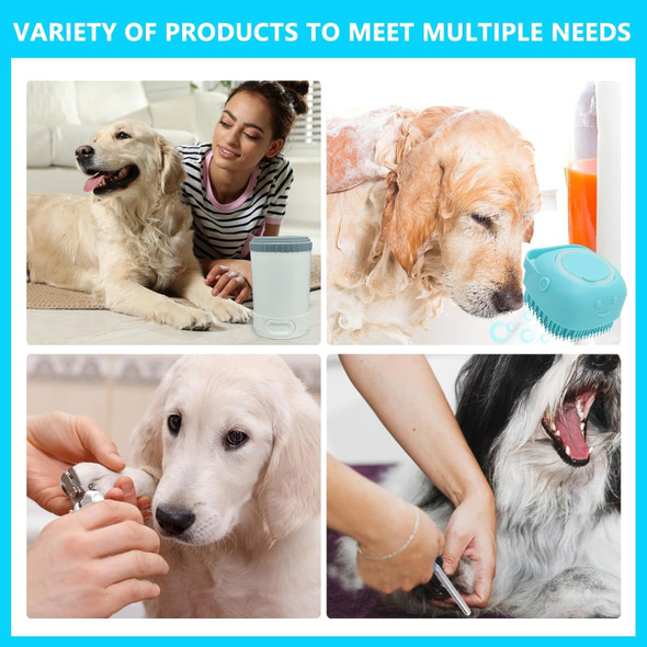 8-Piece Pet Grooming Kit With Paw Washer, Nail Clippers, Shedding Brush, And Silicone Brush, Complete Dog Brushing Set