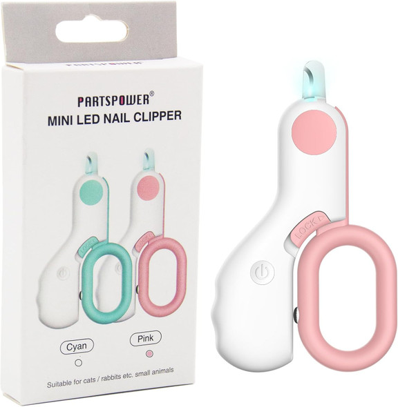 Nail Clipper With Light For Cats, Cat Nail Clipper Puppy Nail Clipper Nail Trimmer Tool With Light To Avoid Nail Hurtings, Perfect For Small Animals Such As Cats, Dog, Bird, Rabbits (Pink)