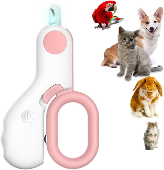 Nail Clipper With Light For Cats, Cat Nail Clipper Puppy Nail Clipper Nail Trimmer Tool With Light To Avoid Nail Hurtings, Perfect For Small Animals Such As Cats, Dog, Bird, Rabbits (Pink)