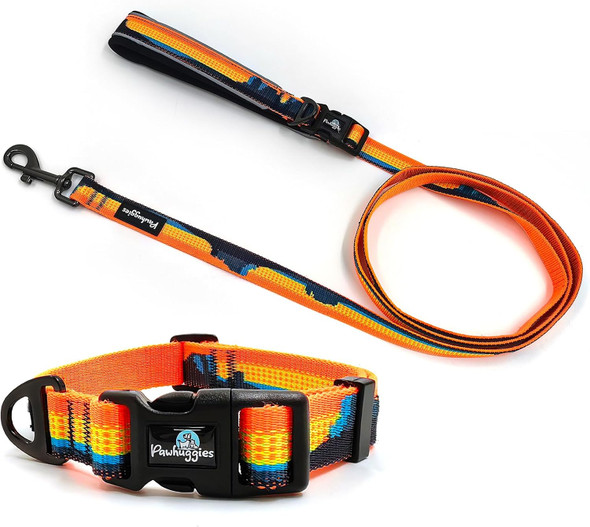 Jacquard Dog Collar And Leash Set For Medium Dog, Breathable Adjustable Dog Leash And Collar Set, Medium Dog Collar And Dog Leash, For Daily Outdoor Walking Running, Dusk Mountains