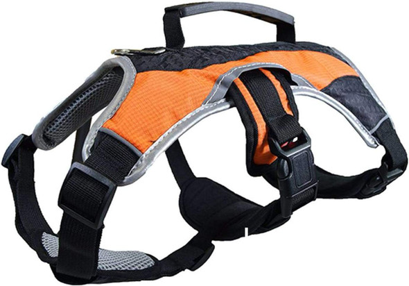 No-Pull Dog Harness - Padded, Mesh Fabric Dog Vest With Reflective Trim, Lifting Handles, Velcro And Buckle Straps - Orange Dog Harness - Xs