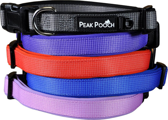 Designer Dog Collar For Large Dogs, Red 16-26 - Adjustable Quick Release Dog Collar With Metal D Ring And A Buckle - Thick, Padded Polyester And Neoprene Collar For Dogs